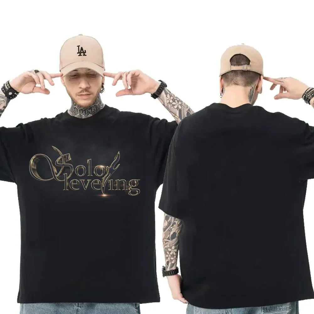 

Anime Peripheral Men's Gift Anime Solo Leveling Character Pattern Print Sung Jin Woo T-shirts Q Version Character Print T Shirt