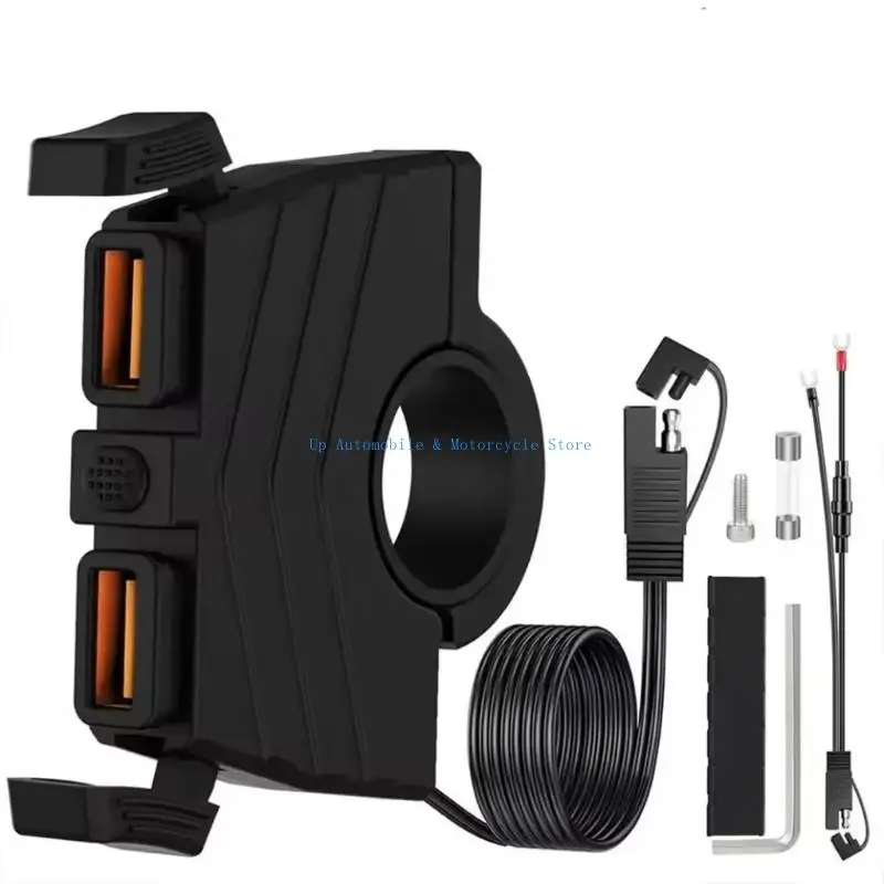 

270E Motorcycle Handlebar Chargers Universal 36W USB Charging Easy Mount Systems