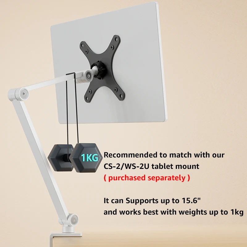 Bewiser Portable Monitor Desk Mount Aluminum Alloy Stand Holder 75*75/100*100(mm) VESA,For 7-18 inch Screen Tilt/360° Rotation