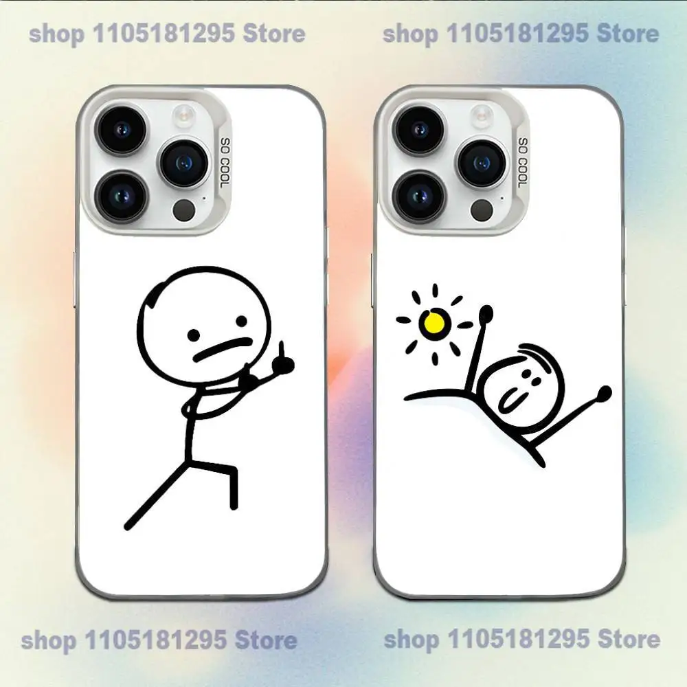 

Cartoon Stickman Matchman Phone Case For iPhone 17,16,15,14,13,12,11,Mini,Pro,E,MAX White Candy Matte Shockproof Cover