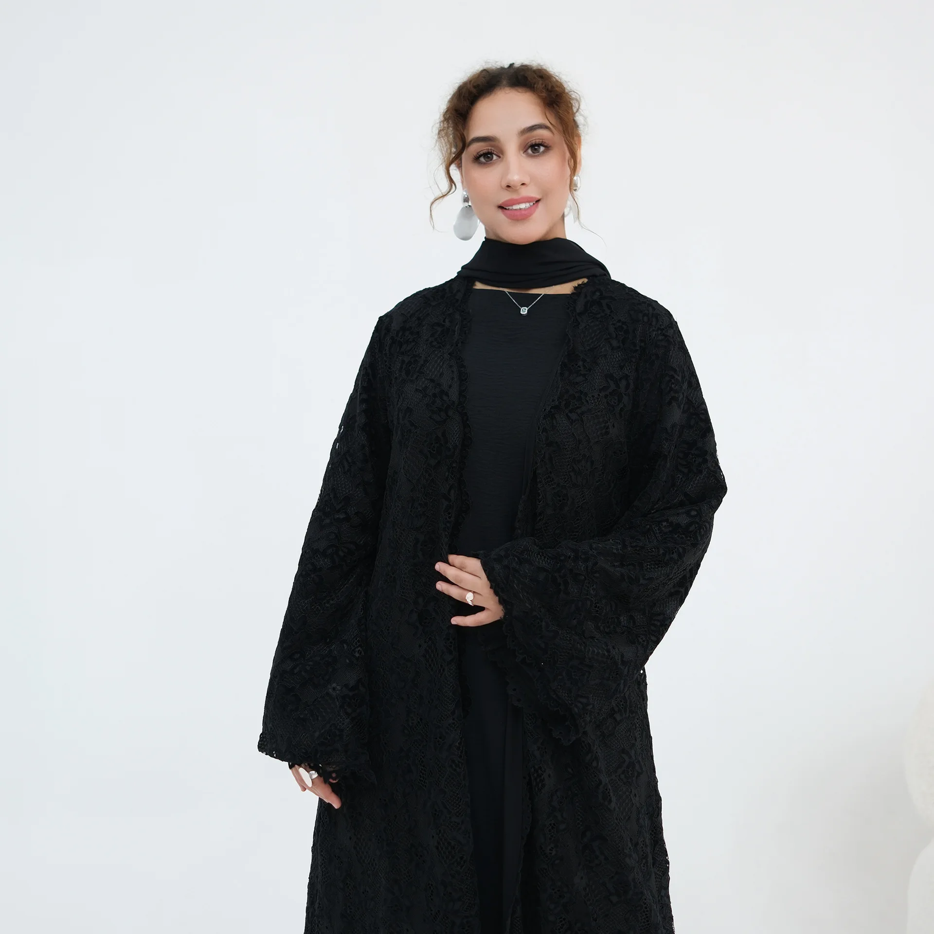 Abaya Lace Dress Women Eid Mus - Embroidery Abaya ulasan dan harga