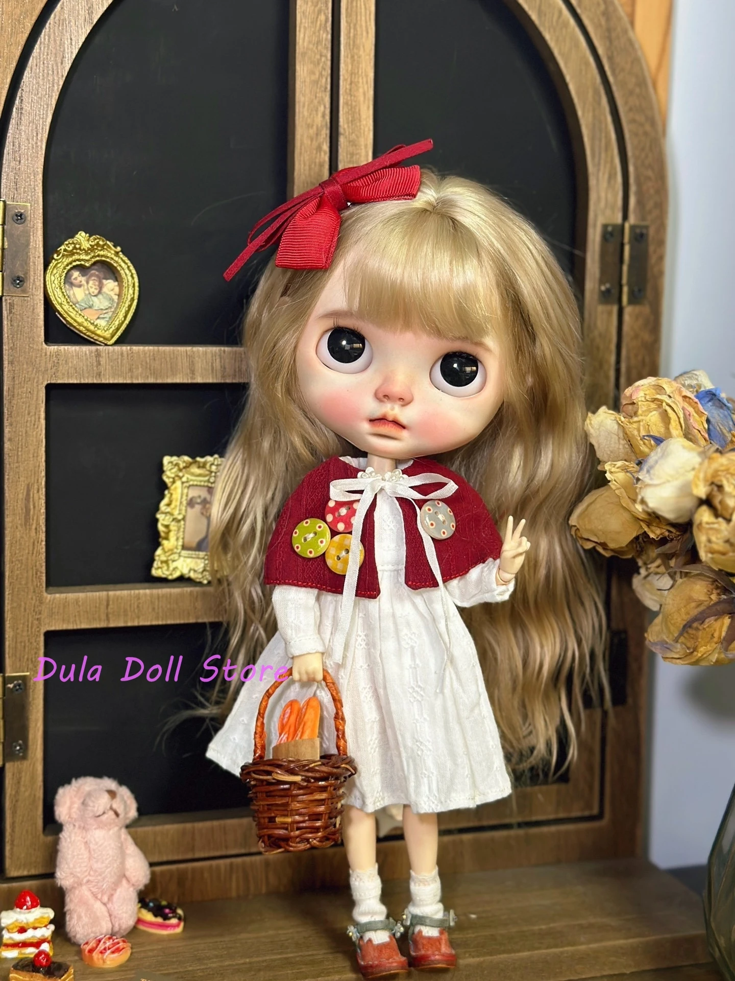 

Одежда для куклы Dula, платье, красная накидка и юбка, комплект Blythe Landoudou Landazz ob24 ob22 Azone Licca ICY Bjd Doll
