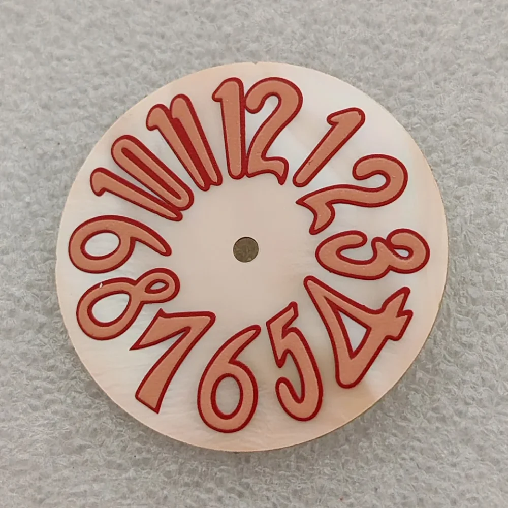 NH35 33.2mm Digital Watch Dial Enamel Pearl Personality Watch Face Hands Combination for NH35 Movement