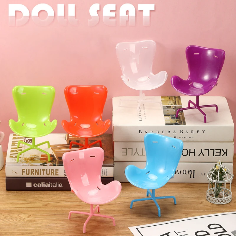 Dollhouse Accessories Cute Doll Chair Fashion Doll Chair Decorative Stool+Wool Cover Cushioned Char/Sofa Creative Doll Seat Toy