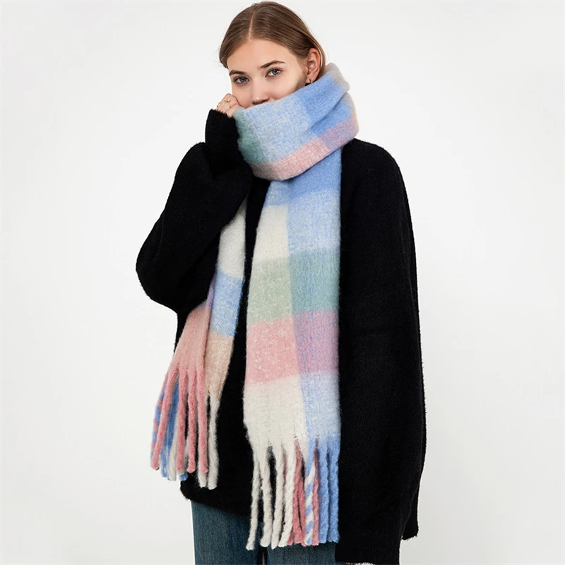 Winter Cashmere Women Scarf Female Luxury Brand Scarves Lady Tassel Bandana Women Solid Shawl Wraps Foulard Poncho Pashmina