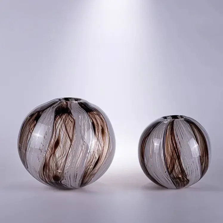 Modern light luxury glass vase, creative art flower ornament insert dried flower hydroponic dining table ornament