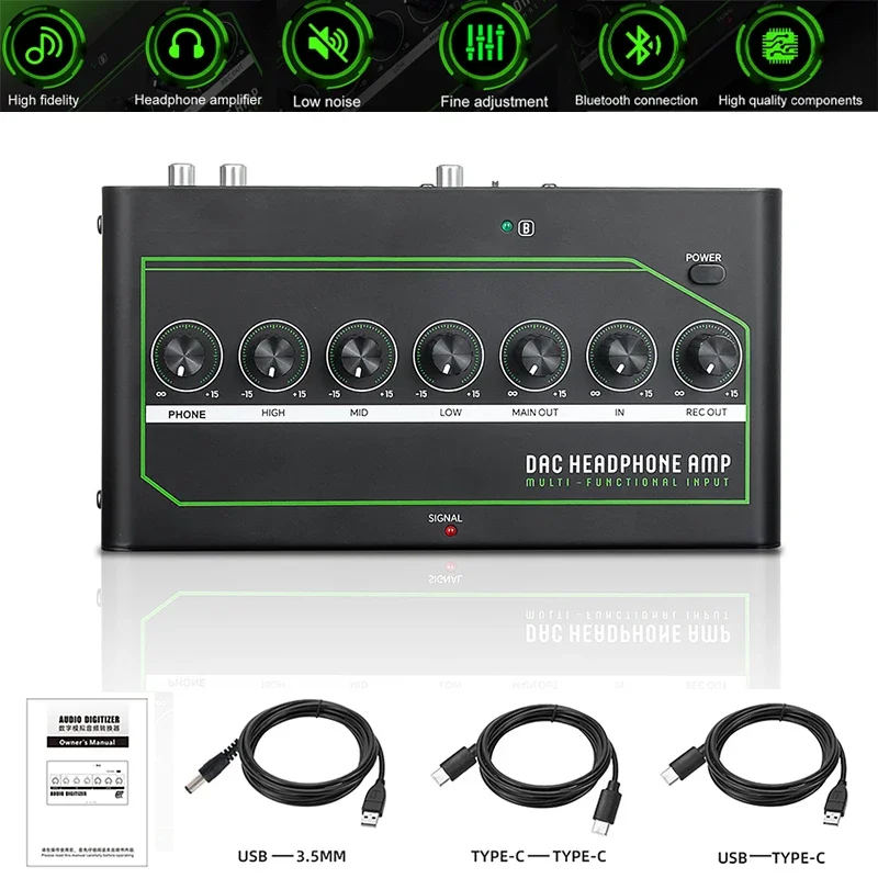 

DAC Gaming Headphones AMP 7 Channels Headphone Amplifier Ultra-Compact Stereo Audio Amplifiers with Power Adapter Earphone Amp
