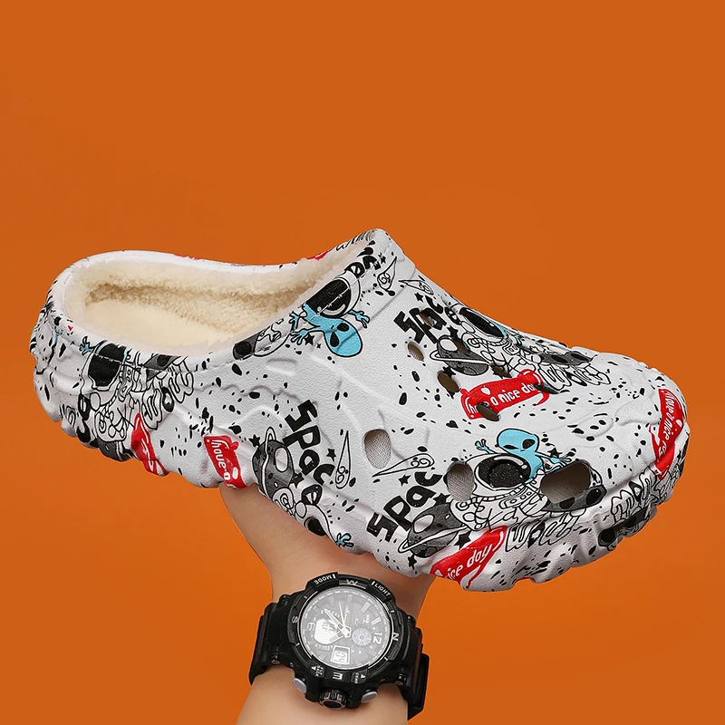 

Mens Winter Warm Slippers Soft Indoor Women Slippers Summer Removable Sandals Men Non Slip Plush Fur Clogs Big Size Slippers 47