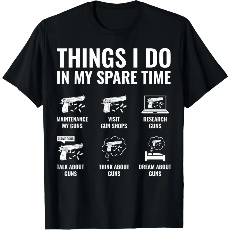Women's Things I Do In My Spare Time Funny T-Shirt Men Oversized Tee Cotton Unisex Top Loose Unisex All-season Harajuku O-Neck