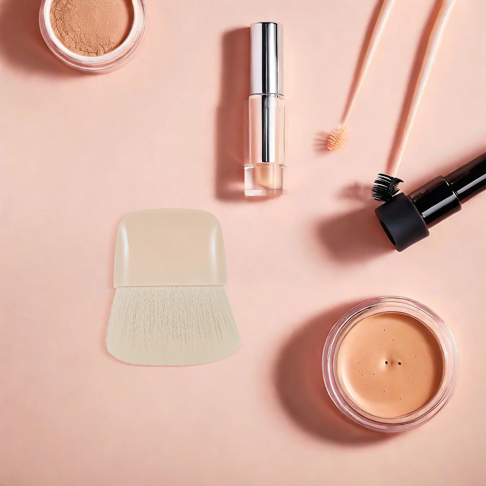 Kompaktowy pędzel do pudru i różu, mini, podróżny, z miękkim włosiem, aplikator do makijażu twarzy do szybkiej retuszowania, niezbędny dla kobiet.