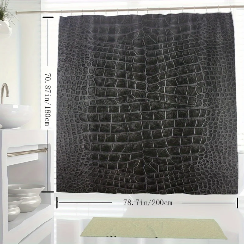 Waterproof Gray Animal Print Shower Curtain with Hooks - Machine Washable, All-Season Polyester Bathroom Decor by YWJHUI