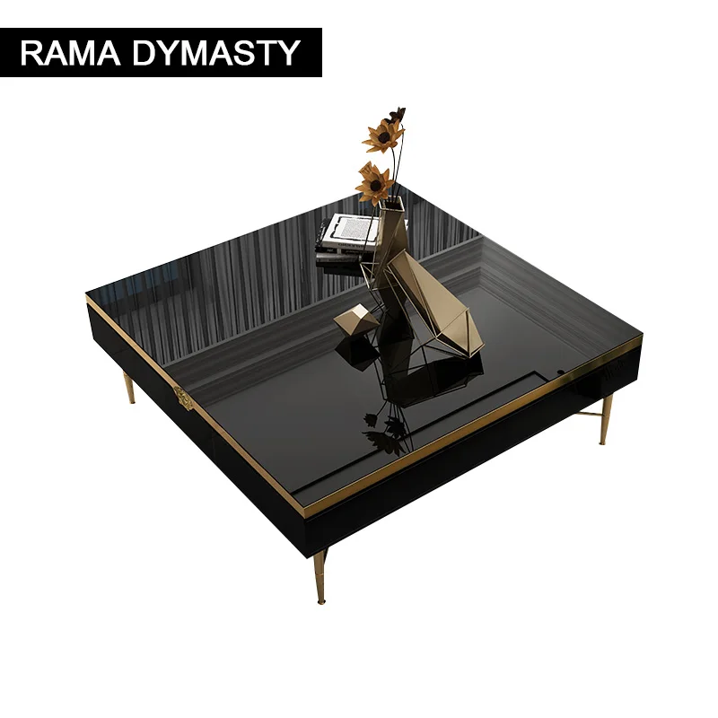 Modern Morocco New Classical Postmodern Square Stainless Steel Coffee Table Tea Table for Living Room