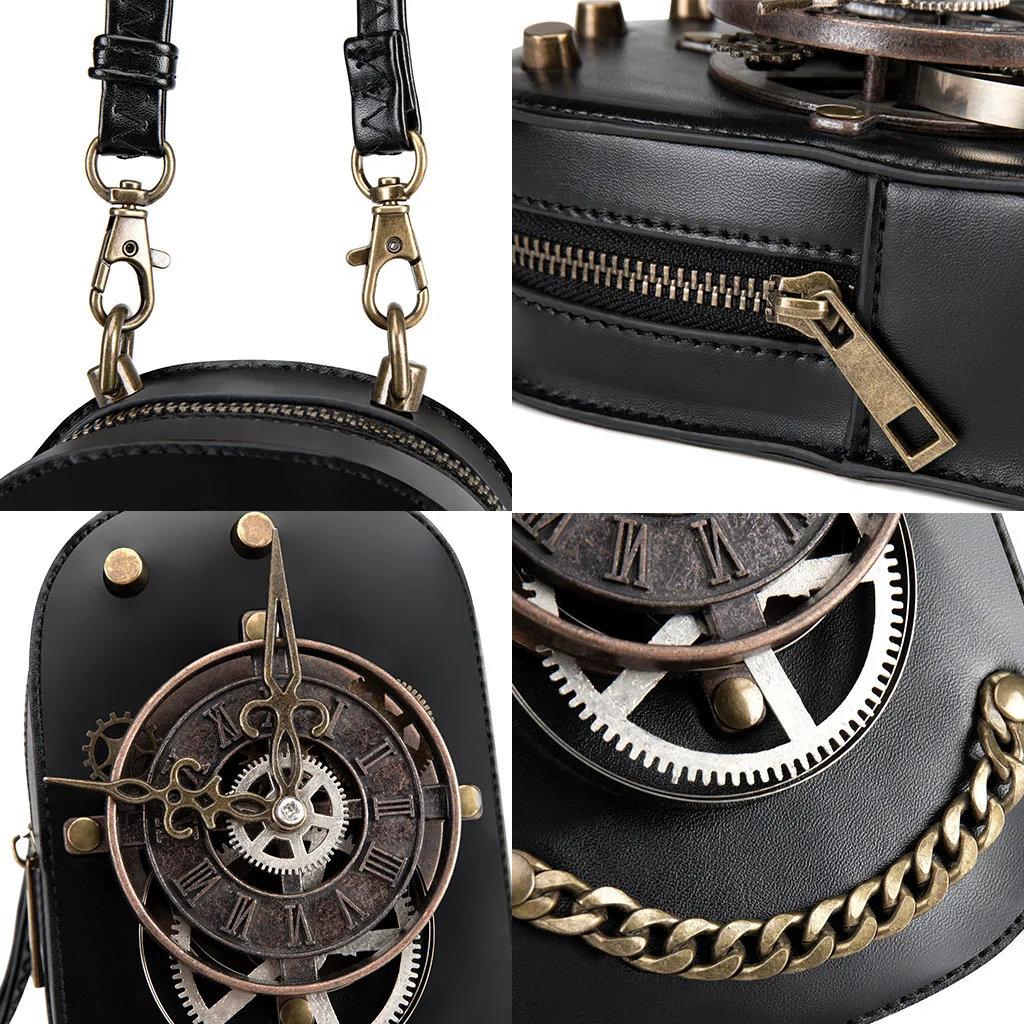 

St Punk Gear Ladies Single oulder Bag Metal Decor Mobile Phone Street Cool Sle Menger Bag Zipper Closure ex