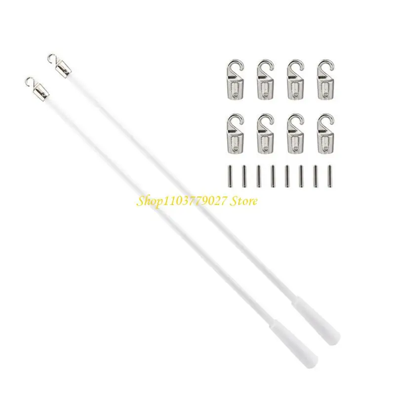 C4DF 1Set 43cm Fiberglass Pull Blind for Curtains, with Easy to Attach Hooks for Various Blinds