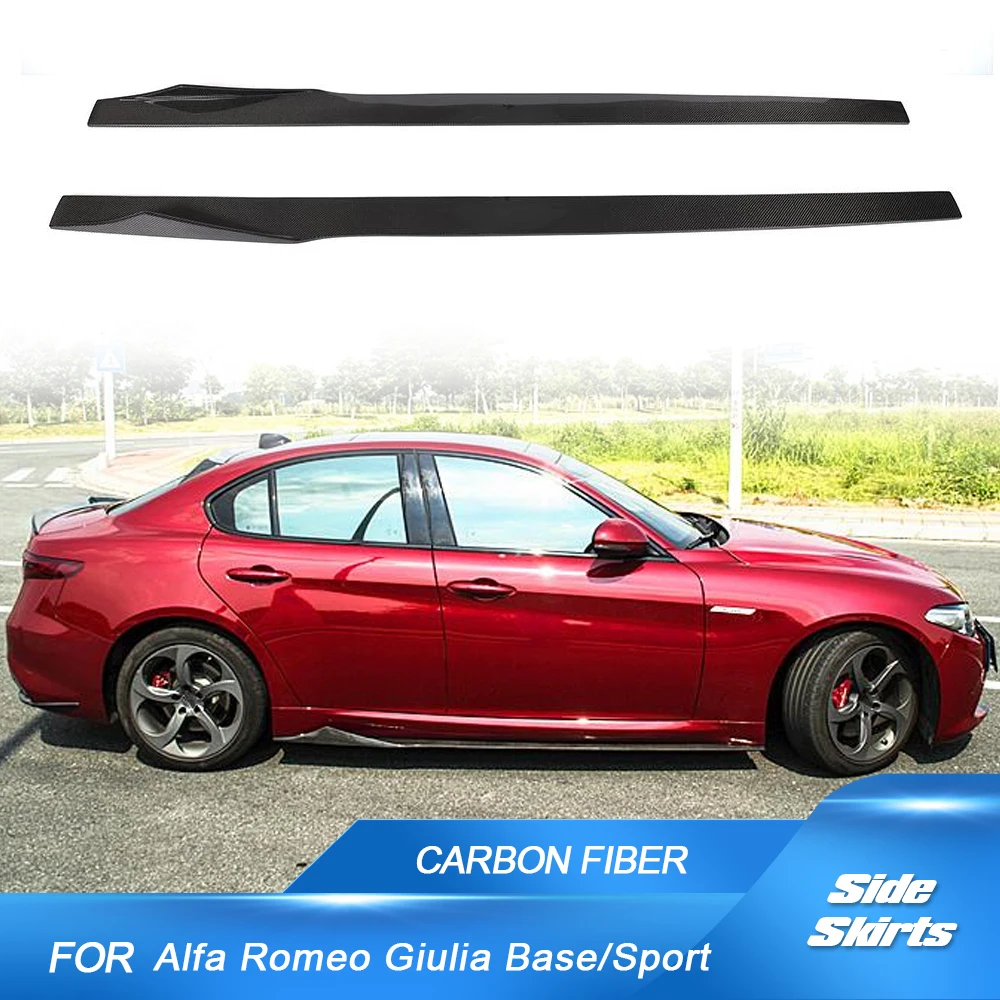 Carbon Fiber Side Skirts Fits for Alfa Romeo Giulia Base Sport Sedan 2015-2020 Under Door Rocker Panels Valance Extension Lip