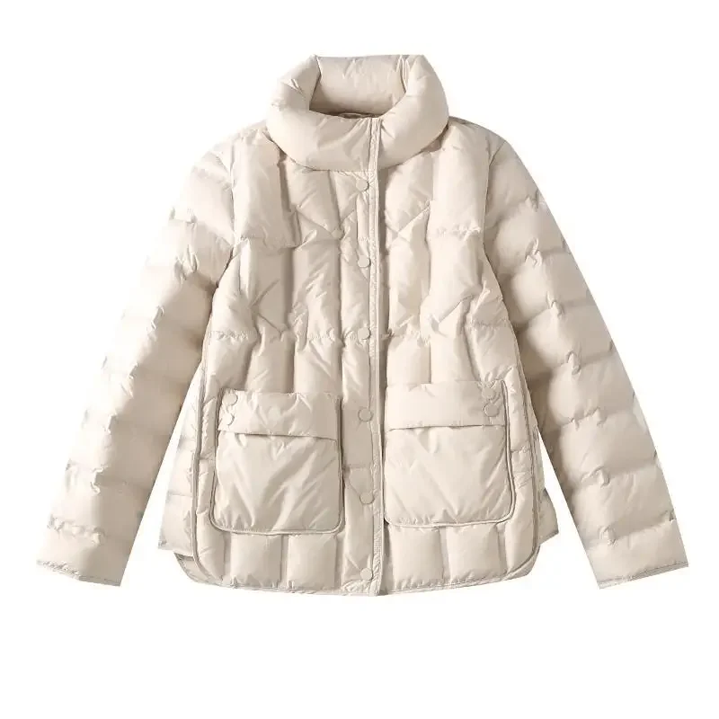 Moda damska krótka zimowa kurtka puchowa 2024 New Arrival 90% biały puch kaczy moda ciepła lekka na co dzień kobieca parka — zdjęcie 2