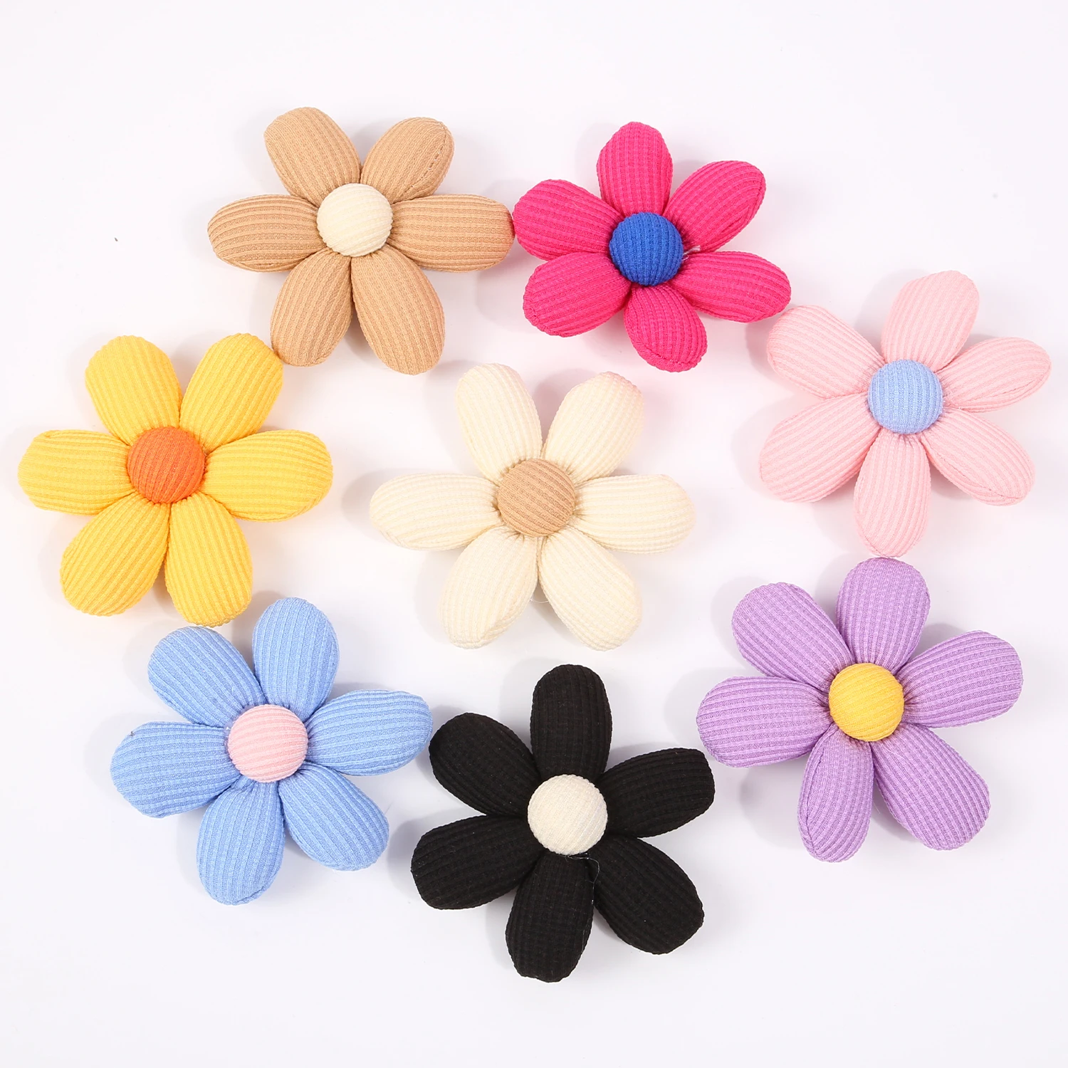 

6pcs Fabric Color Blocked Filled Sponge Flower Accessories For DIY Clothing Brooch Hat Handicraft Gift Bag Decor Accessories