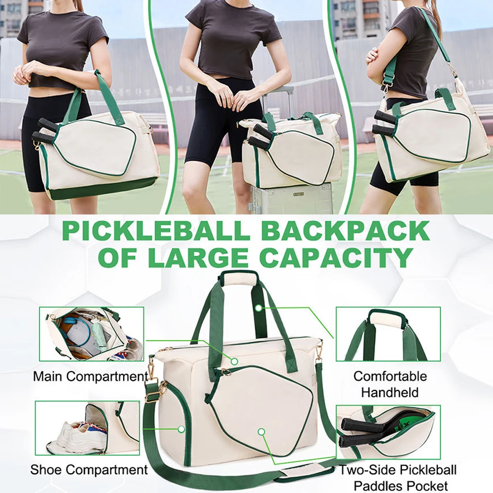 1PCS Pickleball Bag with Paddle Pocket Large Pickleball Duffle Bag with Shoe Compartment Sport Bag Gym Handbag for Men & Women