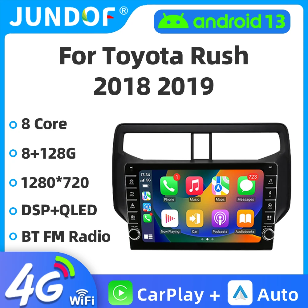 

Android 13 Multimedia Player For Toyota Rush 2018 2019 Navigation GPS 2din Stereo Head Unit Radio Carplay 5G wifi BT QLED Screen