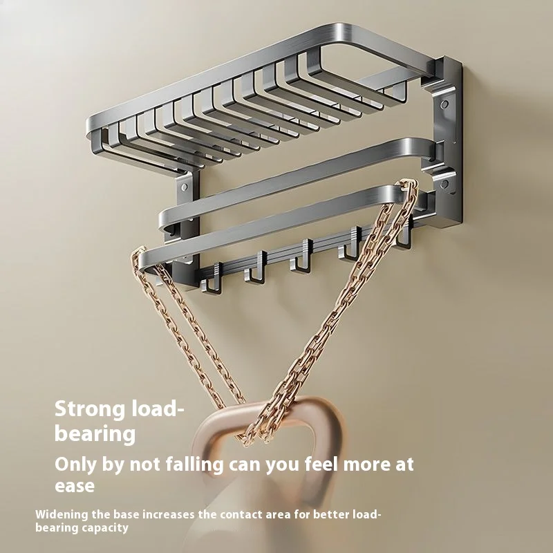 

No punching toilet rack folding towel rack bathroom gun gray towel rack set bathroom pendant