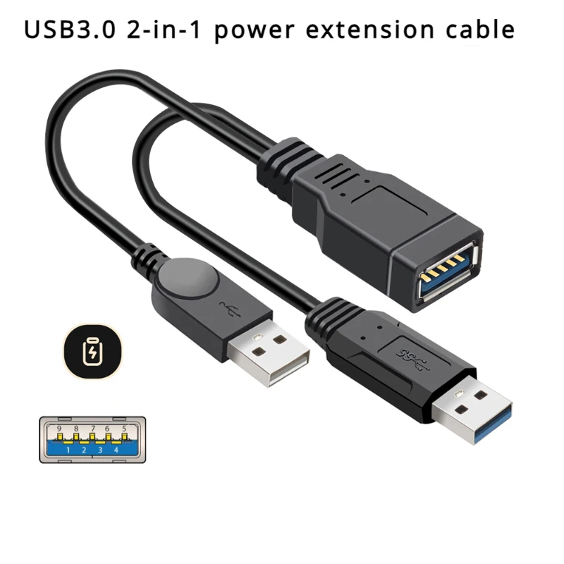 

1/5Pcs/lot USB 3.0/ 2.0 1 Female To Dual Male Data Hub Power Adapter Y Splitter USB Charging Power Cable Cord Extension Cables