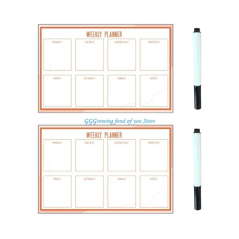 

H9EB 2Pcs Erasable PVC Whiteboard Sheet 11.81x15.7Inch Reusable Weekly Planner Fridge Erasable Memoboard For Daily Scheduling