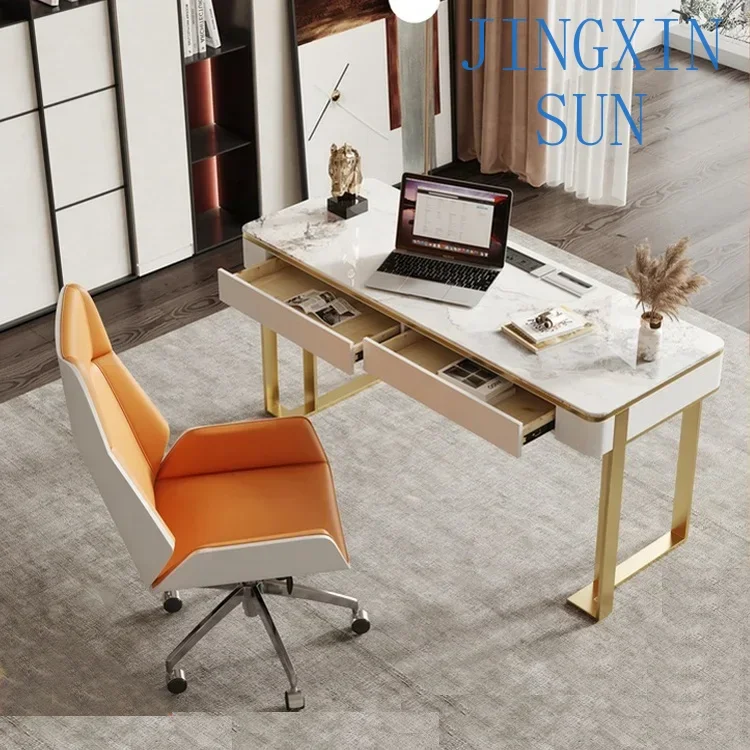 Modern Nordic Sintered Stone White Office Desk Simple Home Luxury Computer Study Table For Office Room Furniture