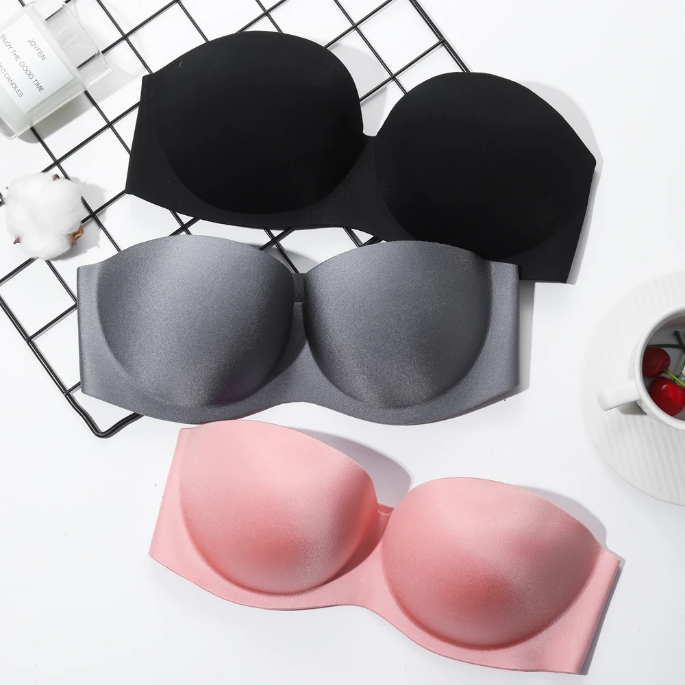 Strapless Candy Bras Underwear Women Seamless Push Up Invisible Bralette Lingerie Sexy Solid Color Beauty Back Bra Underwear