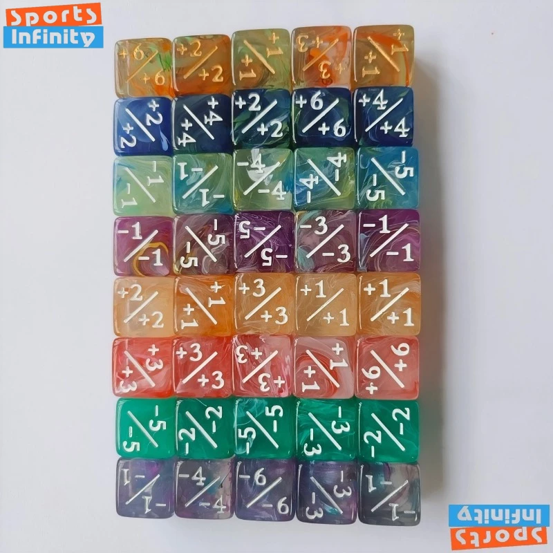 

10 шт./компл., 16 мм, трехцветные, с добавлением и вычитанием, положительный отрицательный символ, набор кубиков Dnd D6, цифровые кубики для настольной игры, карты Wanzhi