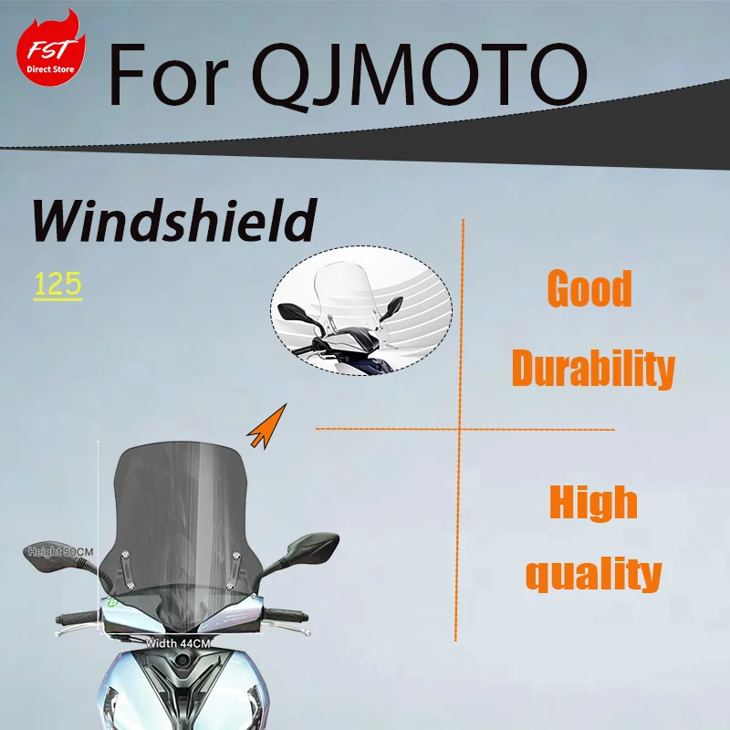 QJMOTOR Hong 125 Modified Windshield with Lifting Bracket, HD Clear Windproof & Rain Deflector