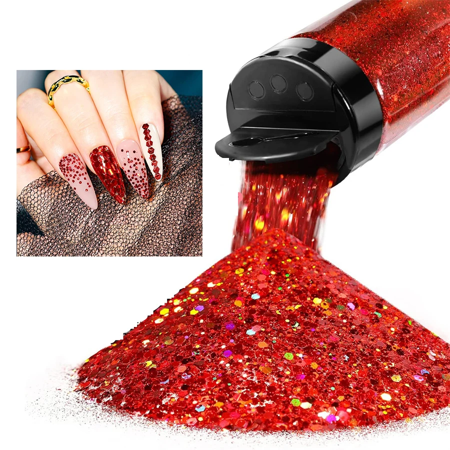 1.76oz 50g Holographic Chunky Glitter Craft Glitter Powder Mixed Chunky Fine Iridescent Nail Sequins For Nail ,Festival Decor