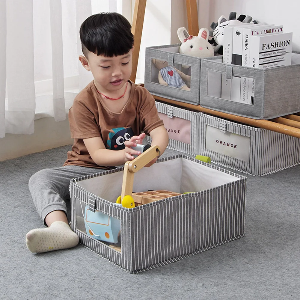 Cube de rangement pliable domestique, bacs de rangement, grande armoire, panier, boîte en tissu pour jouets, gril, fenêtre transparente, évaluation
