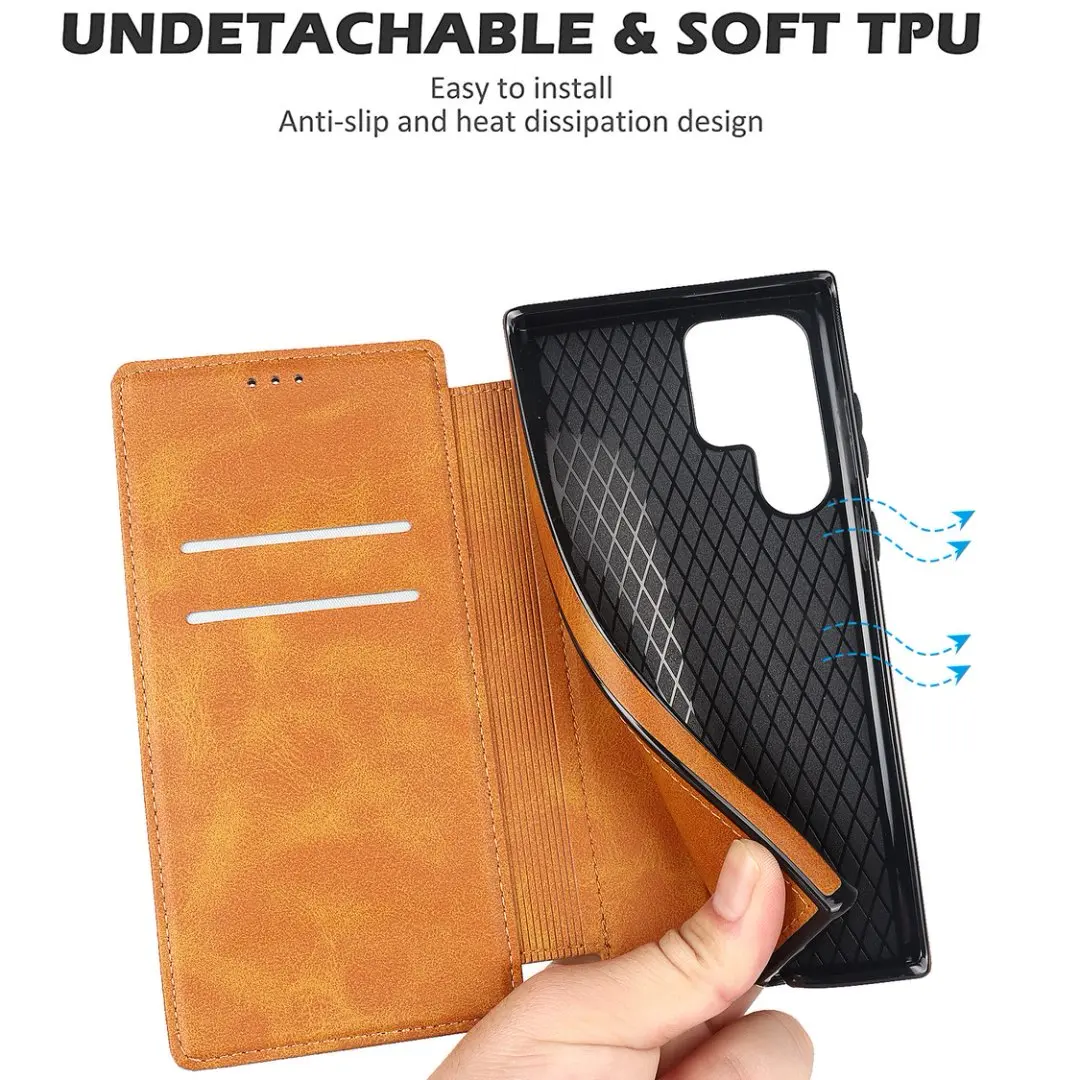 Leather Phone Case For Samsung Galaxy S22 S23 S24 S25 Ultra S25 Plus Note20 Ultra Wallet Card Holder Cover