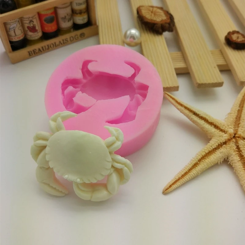 Cute Crab Shape Ocean Theme Fondant Cake Decoration Silicone Mold Candy DIY Chocolate Mould Cake Molds Gum Paste Baking Molds