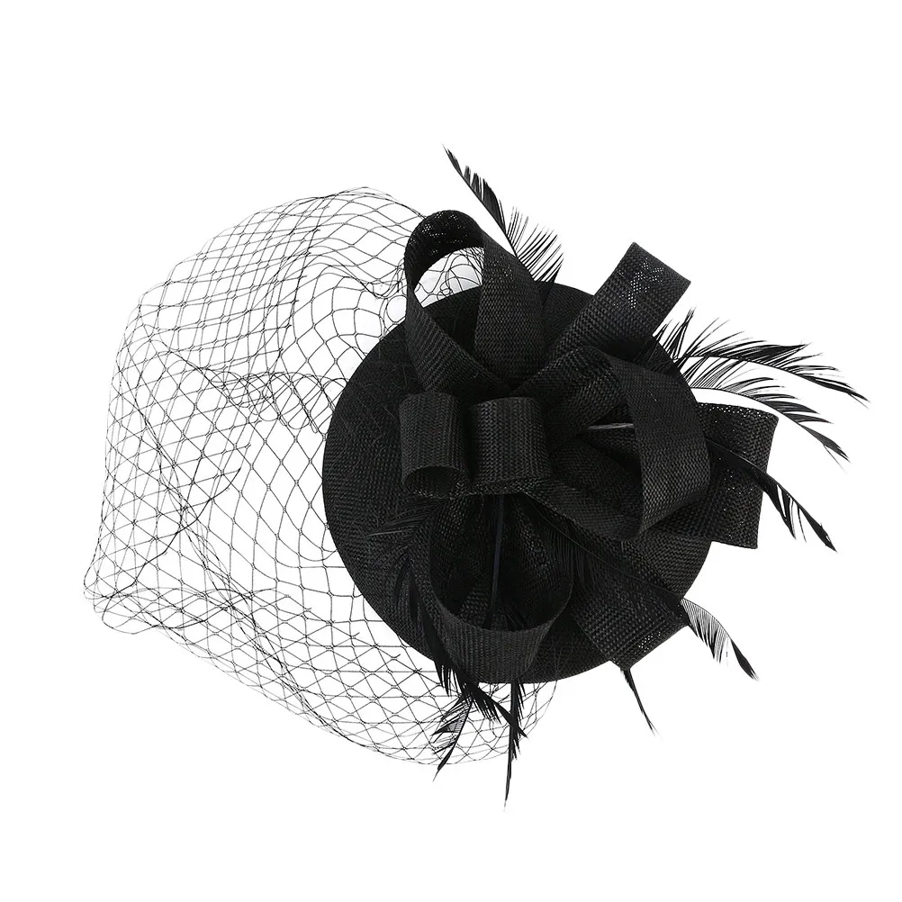 

Fashion Fascinator Headband Hair Clip Elegant Tea Party Hat Mesh Veil Headwear Banquet Headdress Fascinator Hat