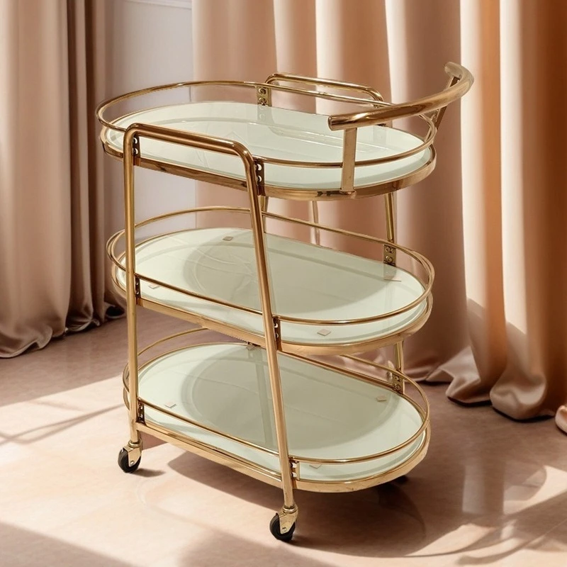 Stainless steel dining car Commercial hotel wine cart Golden three-layer food delivery cart Trolley