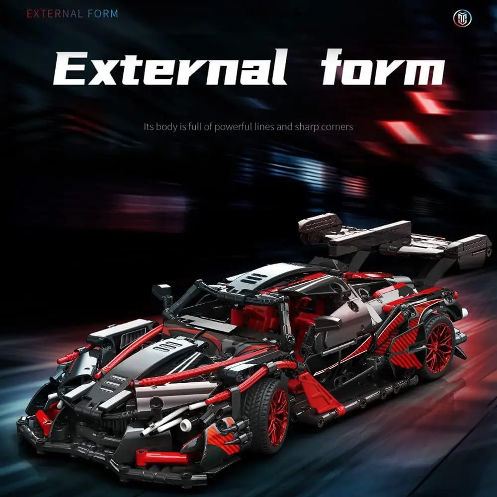 Racing Car Building Blocks Kit for Teens, 1:14 Scale, 1391-Piece DIY Model Set for Ages 12-16