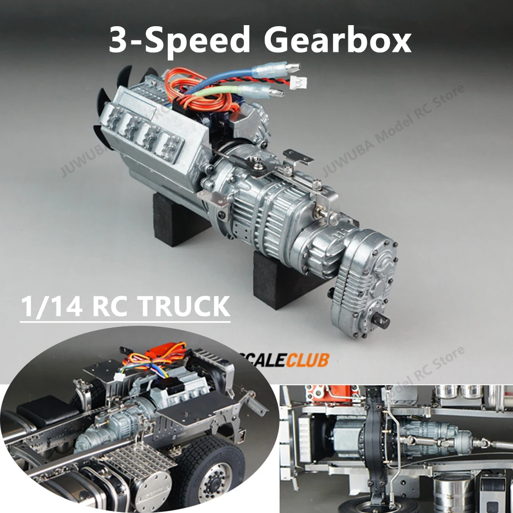 

SCALECLUB 1/14 RC Truck 3-скоростная коробка передач для Tamiya, модель с дистанционным управлением, масштаб 1:14, радиоуправляемый тягач, детали для самостоятельного изготовления, аксессуары, игрушки