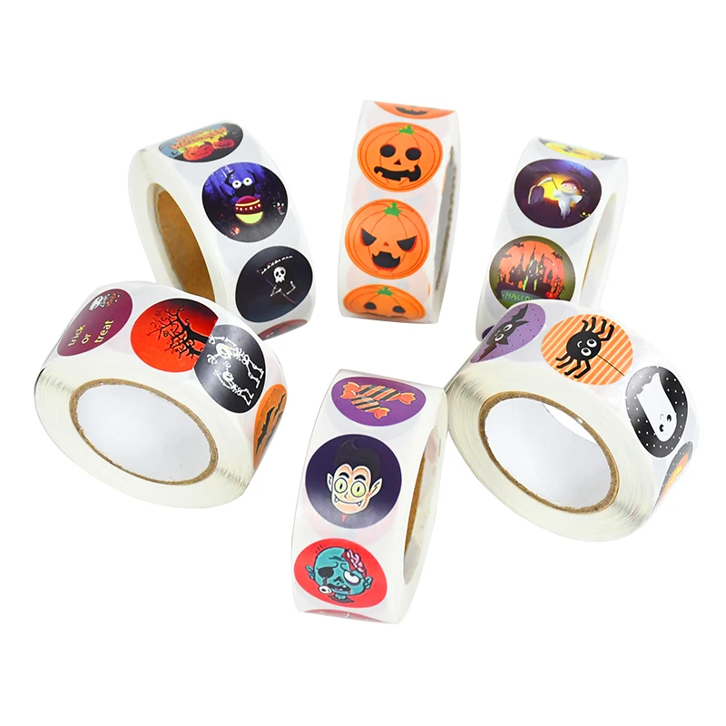 500pcs Halloween Pumpkin Sticker Trick Or Treat Candy Cookie Bag Sealing Label Happy Halloween Party Gift Packing Decor Sticker