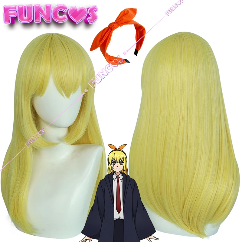 Anime Mashle Magic and Muscles Lemon Irvine CosplayWig Yellow Long Fiber Hair Orange Hairpin Easton Magic Academy Free Wig Cap