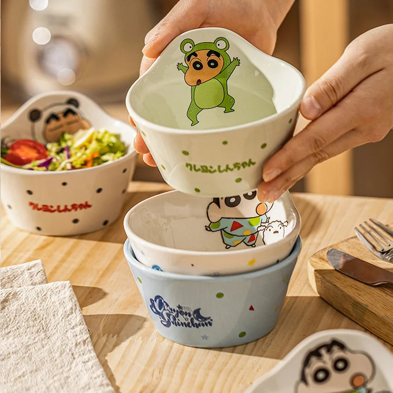 Crayon Shin Chan Ceramic Bowl Home Cute Anime Cartoon Tableware Children'S Rice Bowl Fruit Salad Bowl Rice Bowl Gift