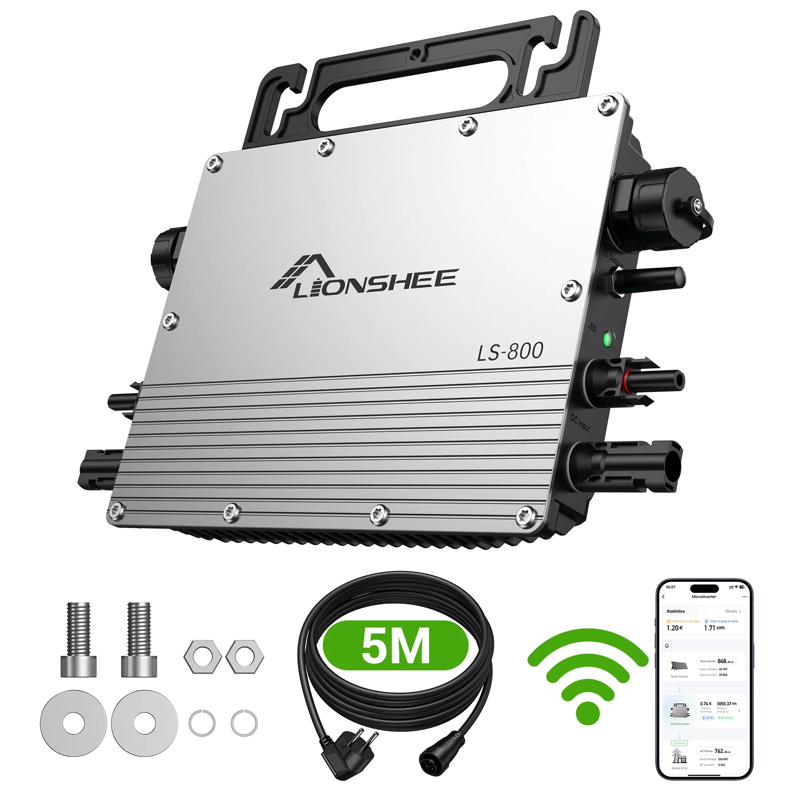 Lionshee 800W On Grid Tie Mini Micro Inverter With WiFi APP Control  for Balcony & Small Scale Solar Energy System