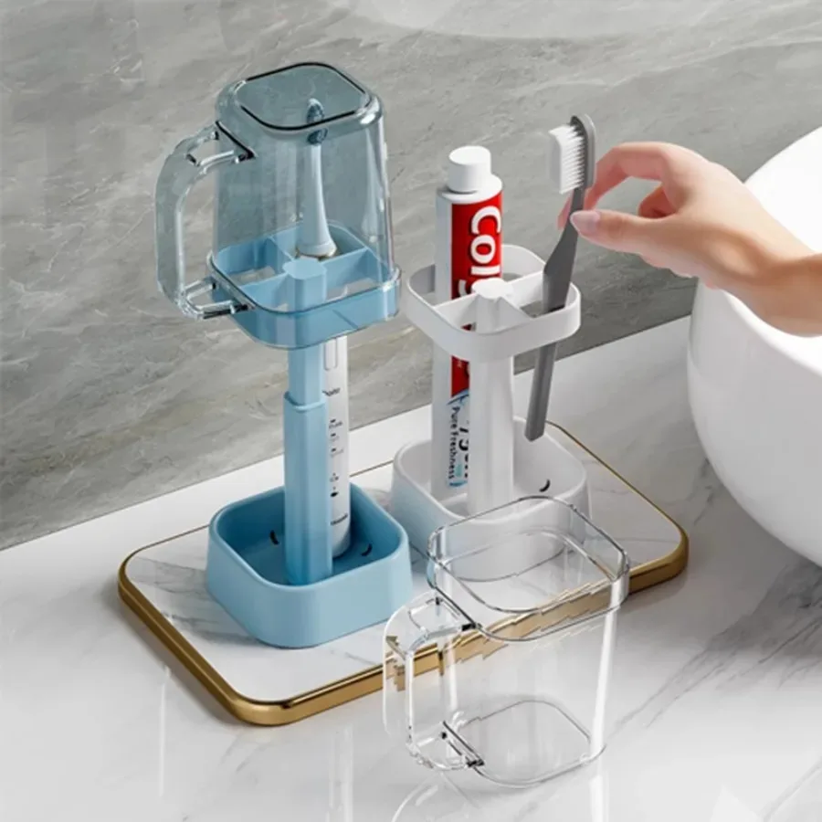 Toothbrush Holder Cup Set – 2-in-1 Mouthwash Cup & Organizer for Students, Couples & Bathroom Use – Compact & Practical - Image 4