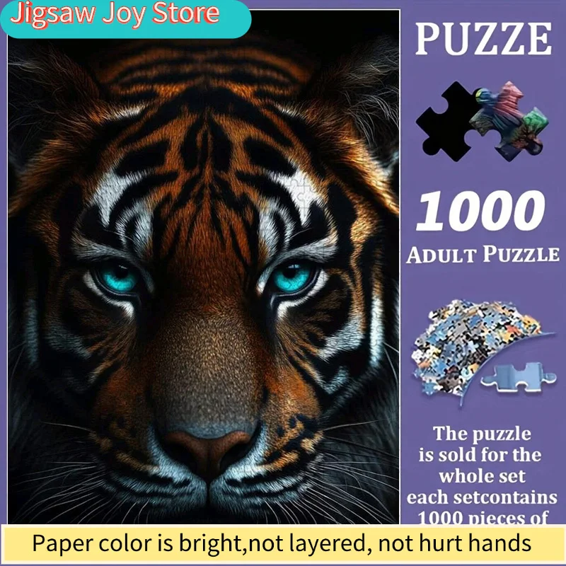 

Colorful Tiger Portrait Jigsaw Puzzle Family Interaction & Fun Gift, Vibrant Abstract Design, Animal Pattern Challenging & En