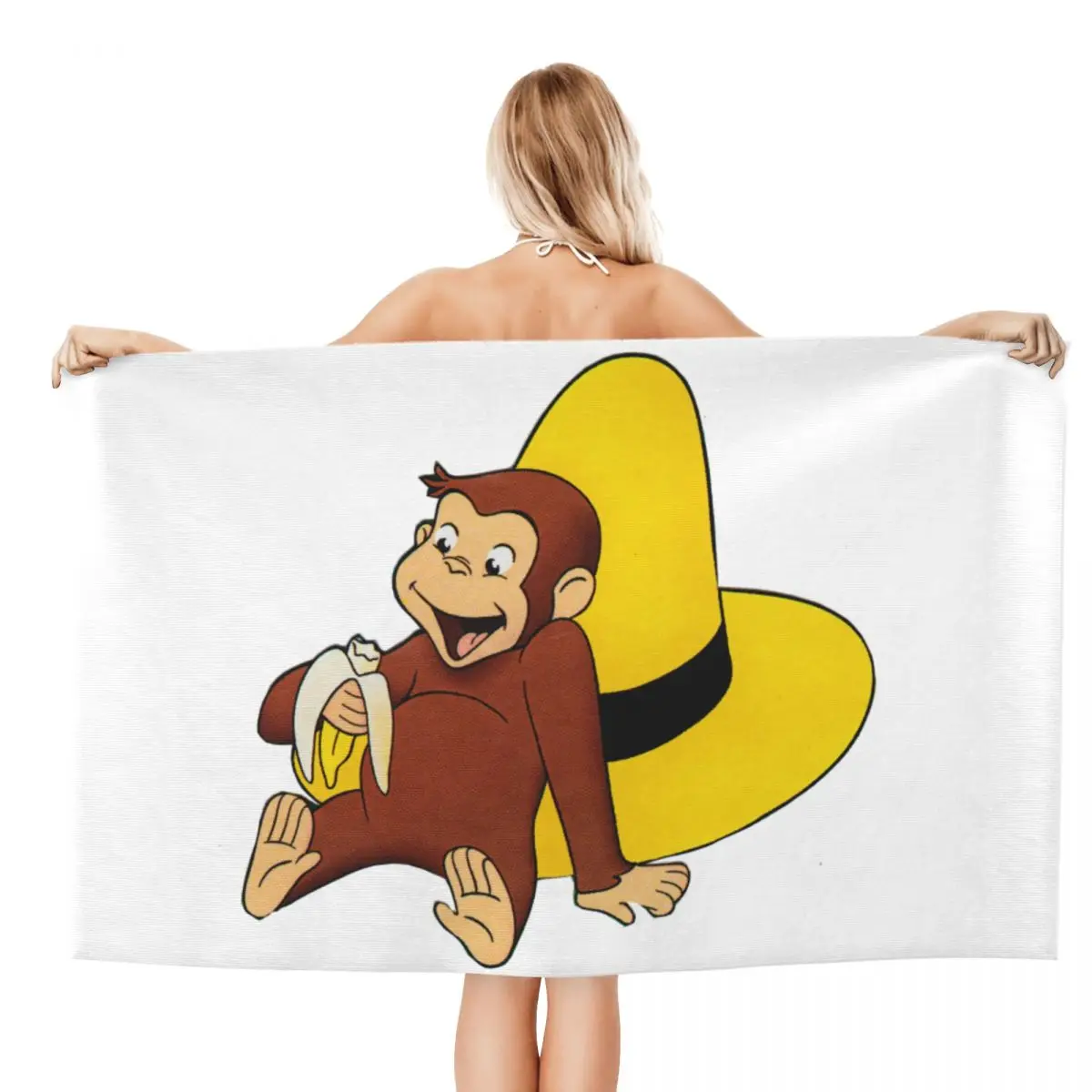 Custom Curious George Cute Funny Beach Towel Quick Dry TV series Soft Linen Microfiber Bath Sauna Towels