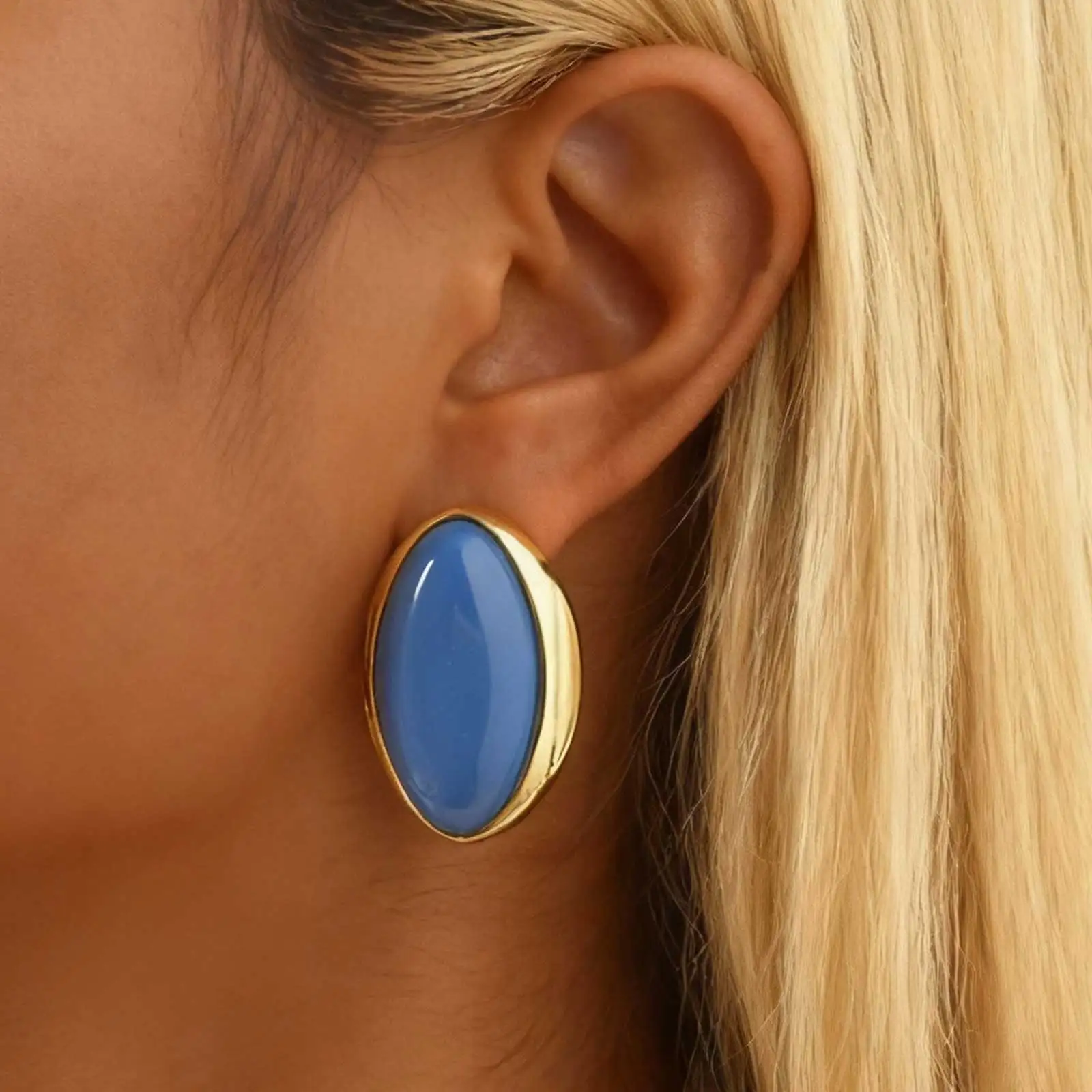 Übertriebene Retro-geometrische Ellipse-Ohrstecker für Frauen, Persönlichkeit, ovale Ohrringe, Trend, Hochzeit, Braut, Party, baumelnder Schmuck