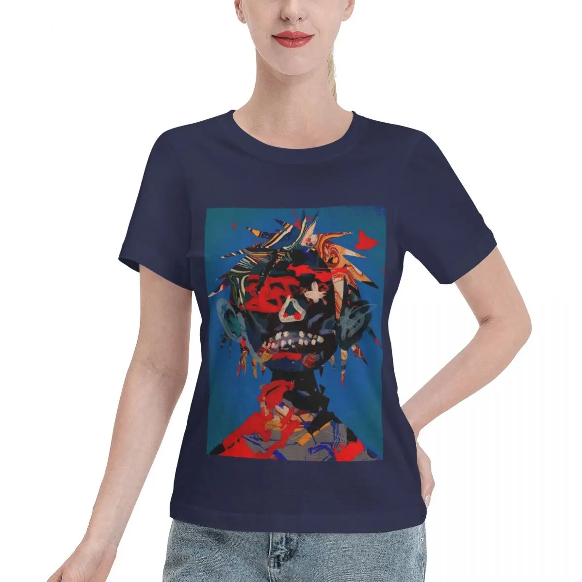 Graffiti Art_18 Women's 100% Cotton Short Sleeve T-shirt Top Loose Tshirt