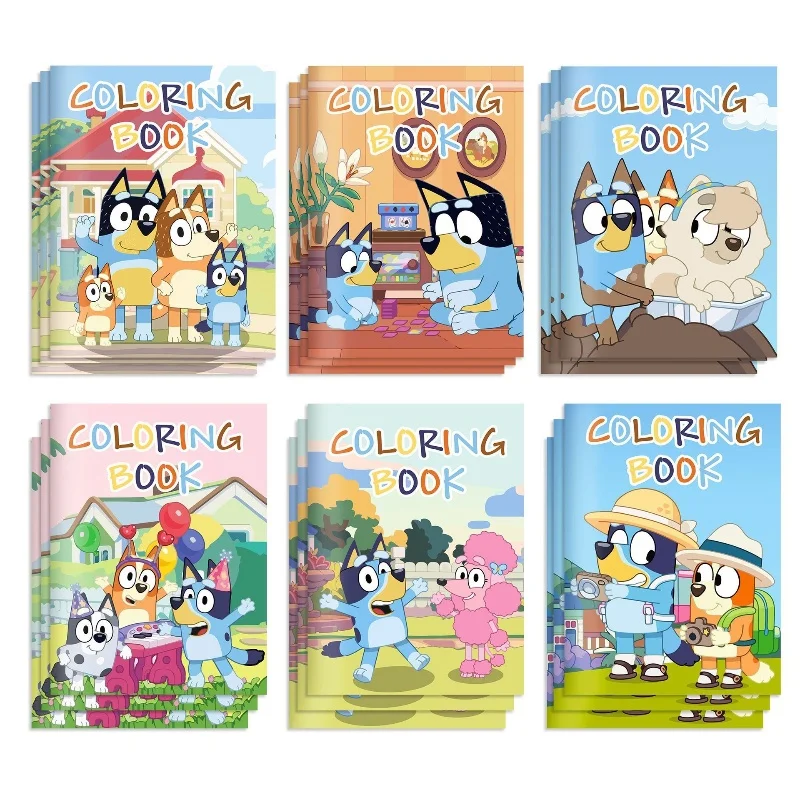 Animated Bluey Family Bluey Color DIY Coloring Book Party Cartoon Color Graffiti Book Painting Book Children\'s Puzzle Toy Gifts