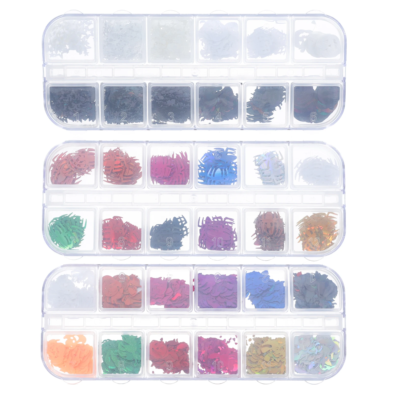 

3 Boxes Halloween Nail Sequins Stickers Themed Patch Decal Spider Pet Skull Decals Festival Manicure