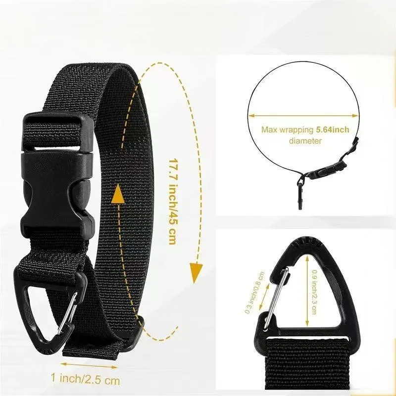 45cm Black Adjustable Extension Cord Organizer with 3-Axis Buckle - Heavy-Duty Storage Strap for Workshop & Garage Organization